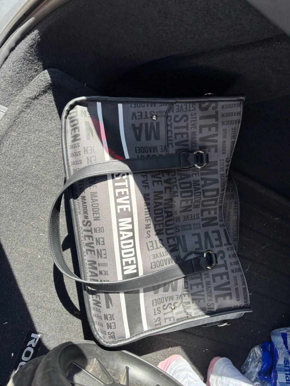 Steve Madden Gray Logo-Print Shoulder Bag